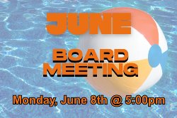 beach ball in pool water advertising June Board Meeting